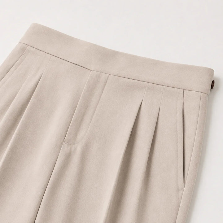 Phoebe | Women's High-Waisted Tapered Trousers Pleated Front