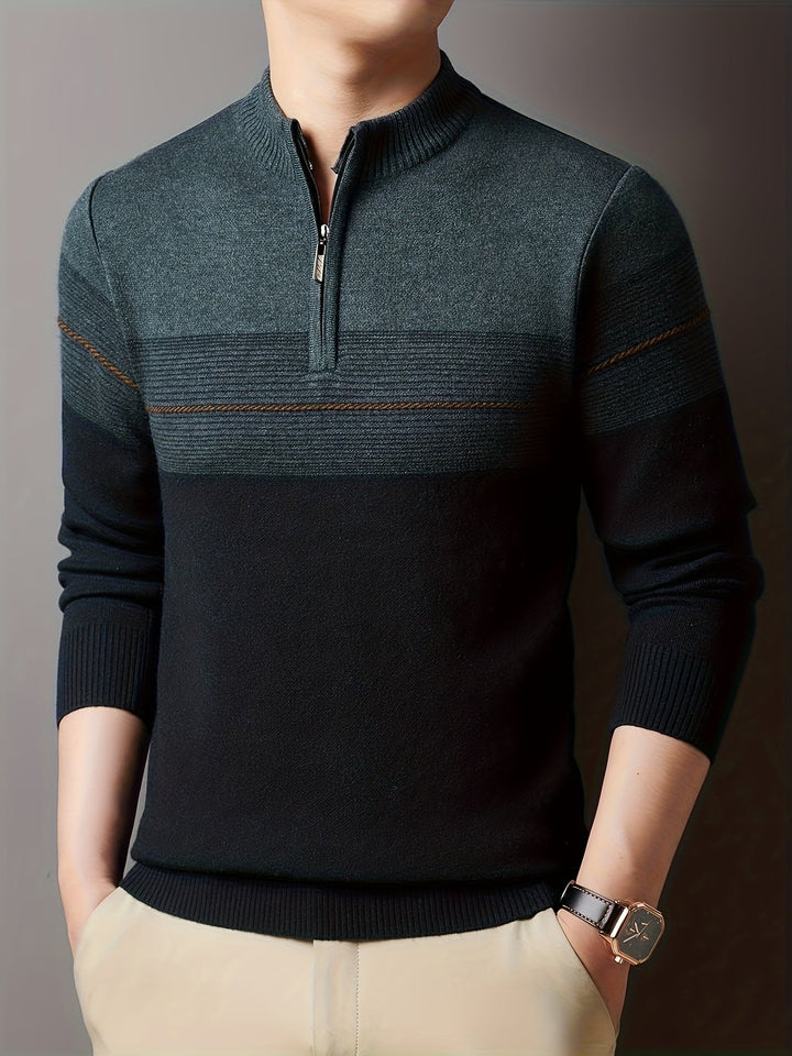Oscar | Men's Knitted Zip Neck Jumper Long Sleeve