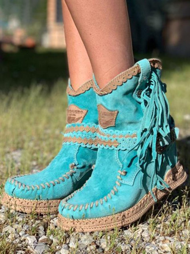 Women’s Boho Ankle Boots – Fringe Western Style for Casual Wear