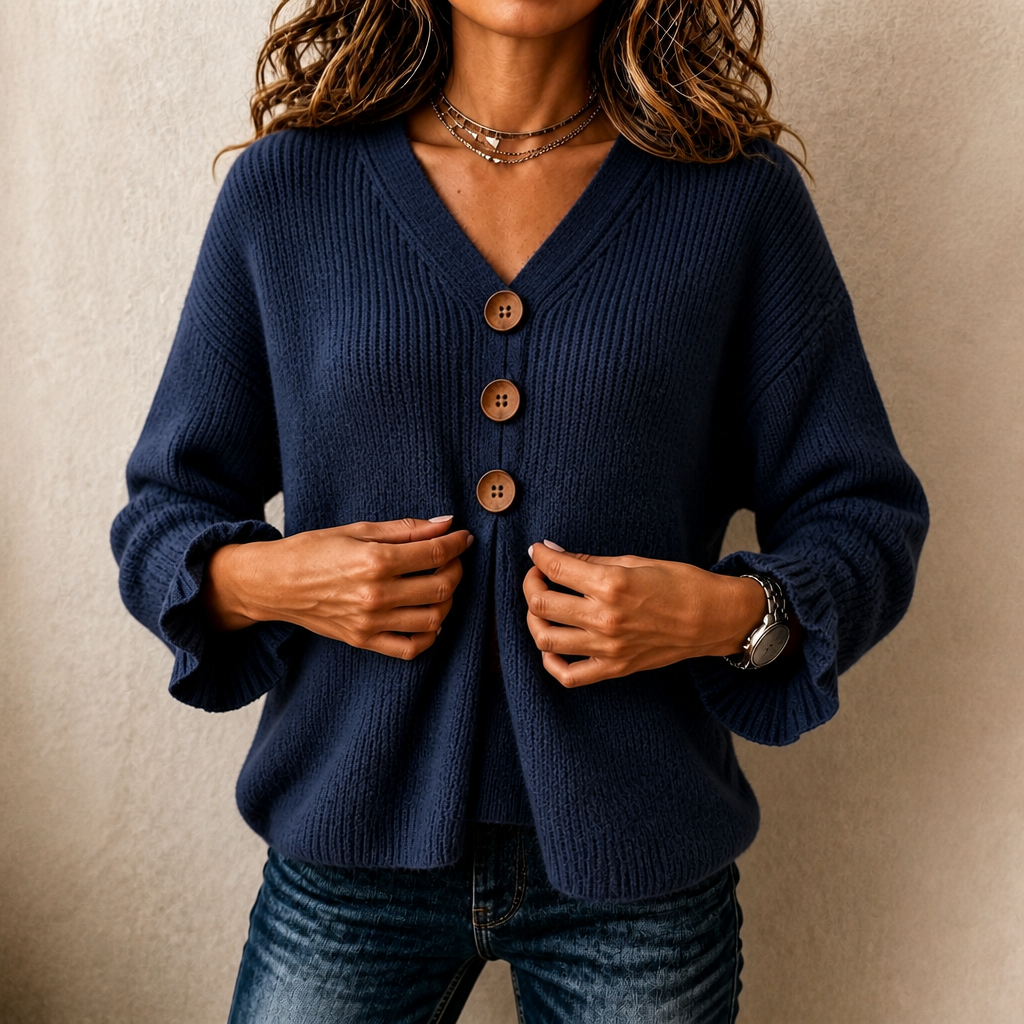 Emily | Women's V-Neck Knitted Jumper Soft Stretch Relaxed Fit