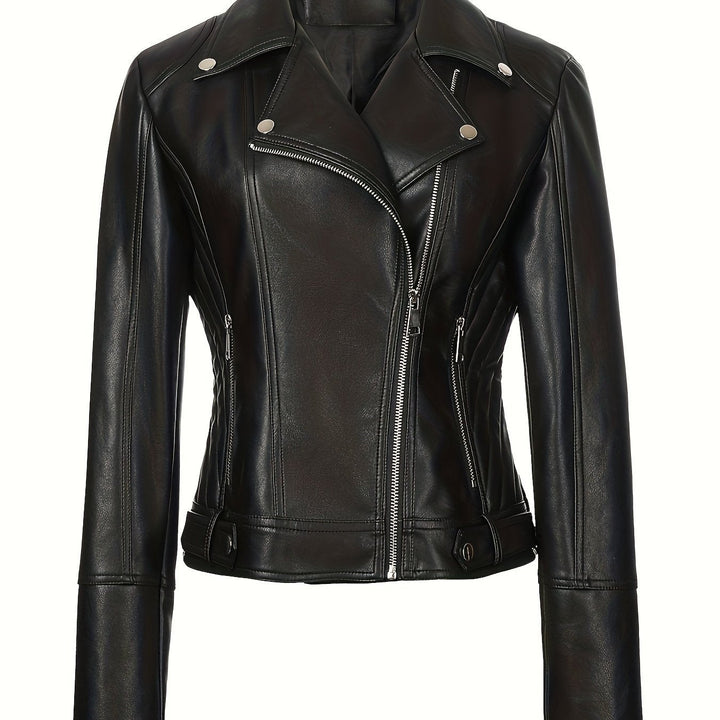 Mabel | Sculpted Zip-Front Biker Jacket