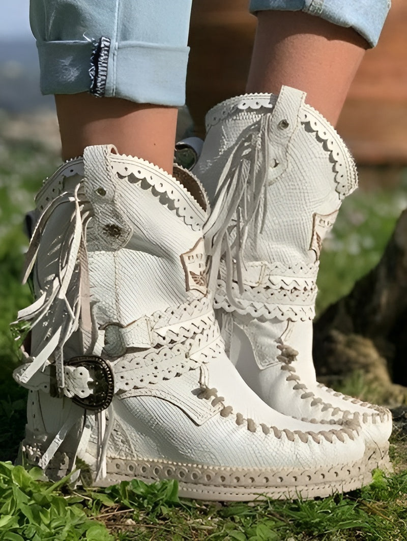 Women’s Boho Ankle Boots – Fringe Western Style for Casual Wear