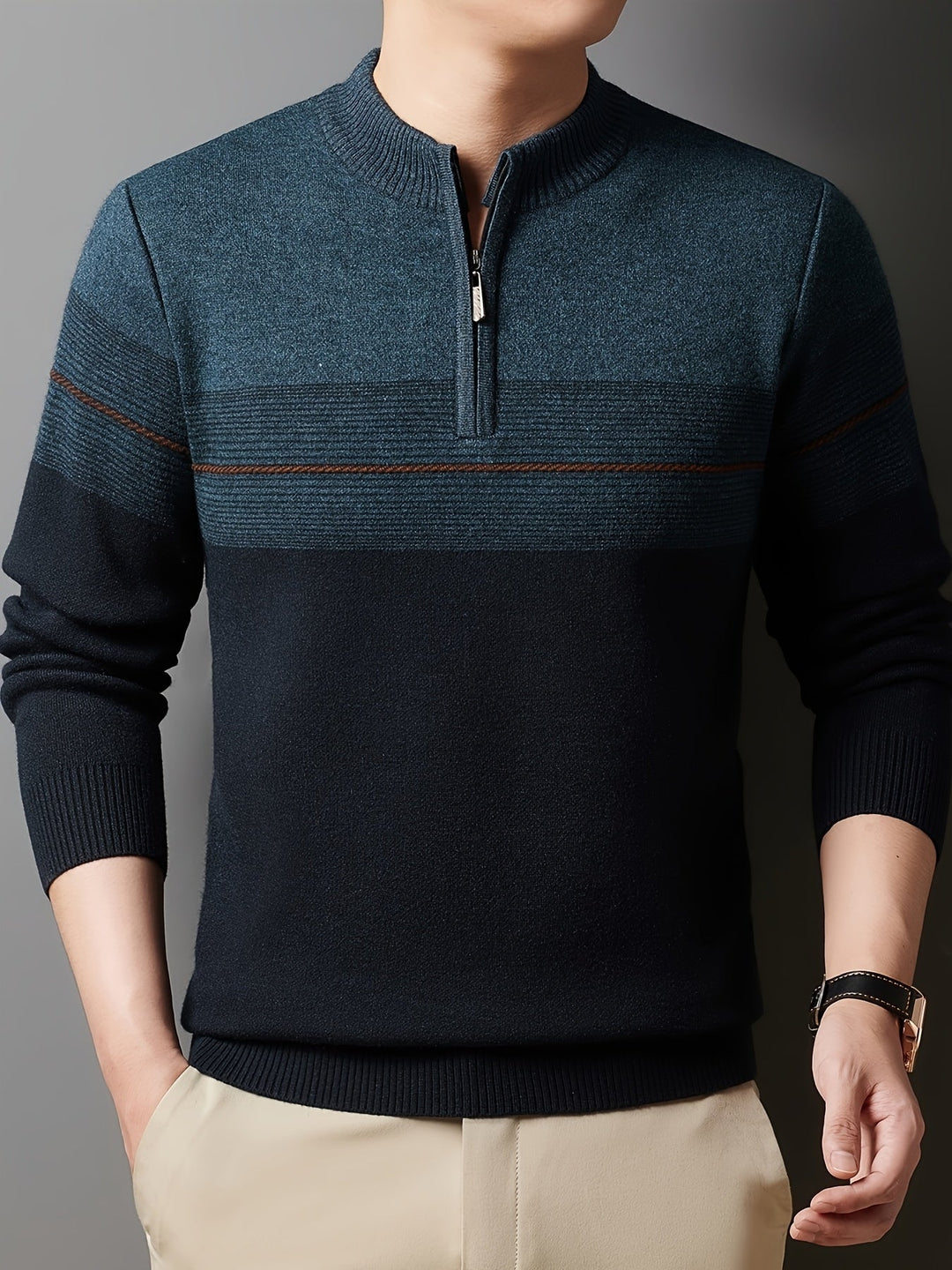 Oscar | Men's Knitted Zip Neck Jumper Long Sleeve