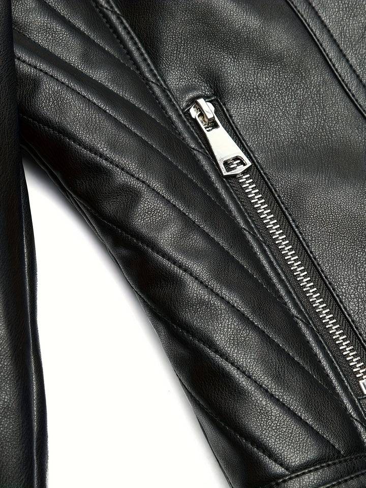 Mabel | Sculpted Zip-Front Biker Jacket