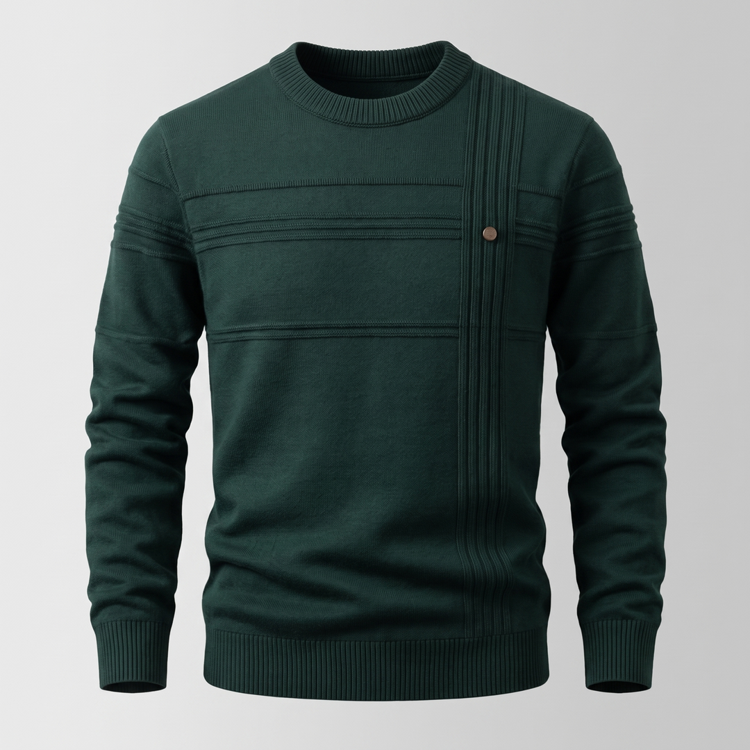 Matthias | Men's Cotton Crew Neck Knitted Jumper Ribbed Cuffs