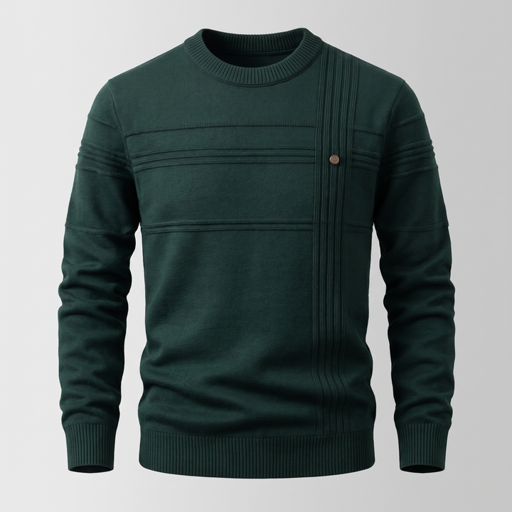 Matthias | Men's Cotton Crew Neck Knitted Jumper Ribbed Cuffs