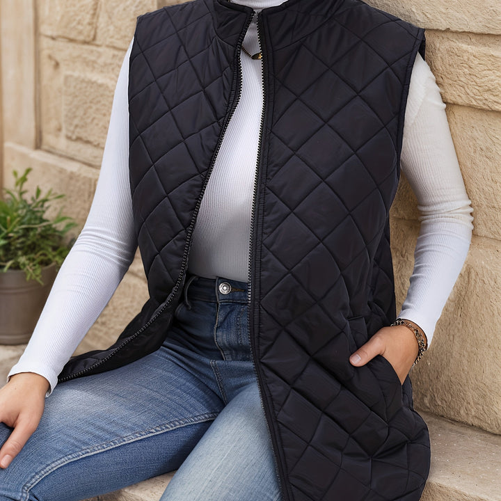 Eileen | Diamond-Quilted Longline Gilet