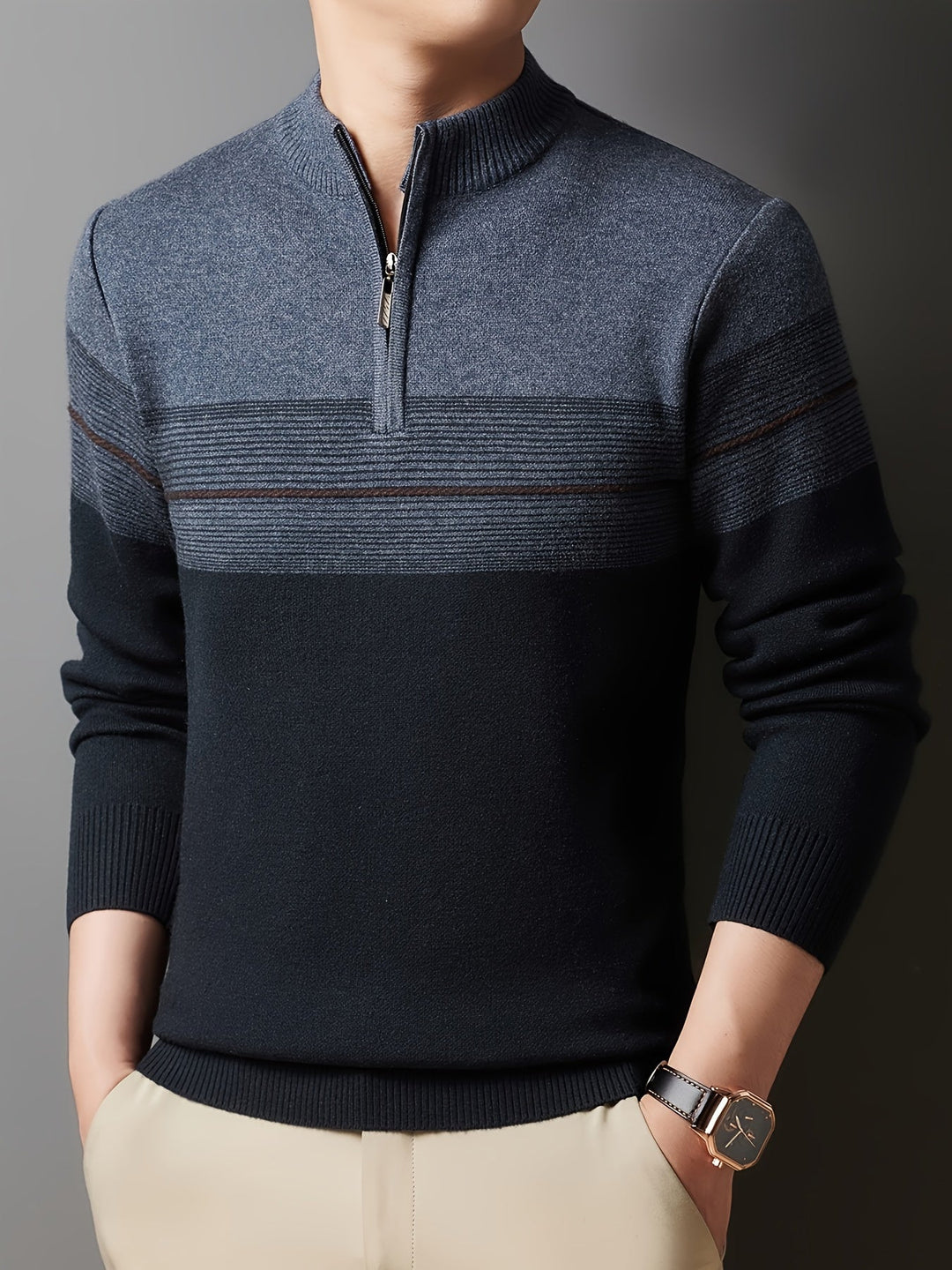 Oscar | Men's Knitted Zip Neck Jumper Long Sleeve