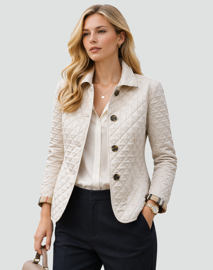 Violet | Women's Lightweight Quilted Jacket Button Front Collar