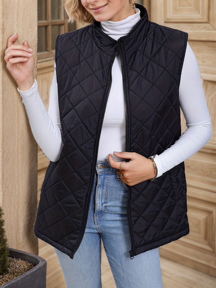 Eileen | Diamond-Quilted Longline Gilet