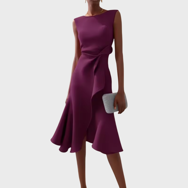 Sheila Draped Asymmetric Midi Dress