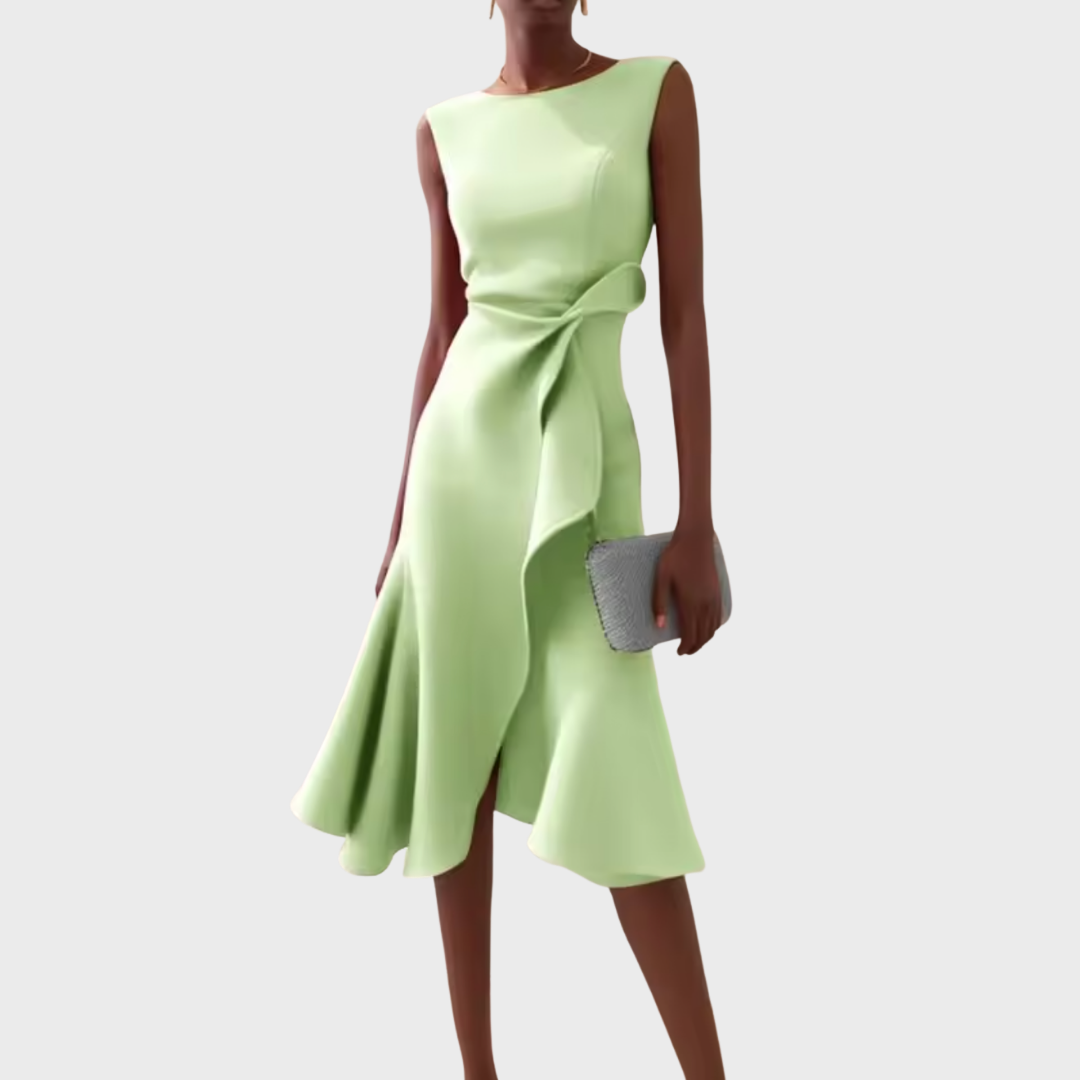 Sheila Draped Asymmetric Midi Dress