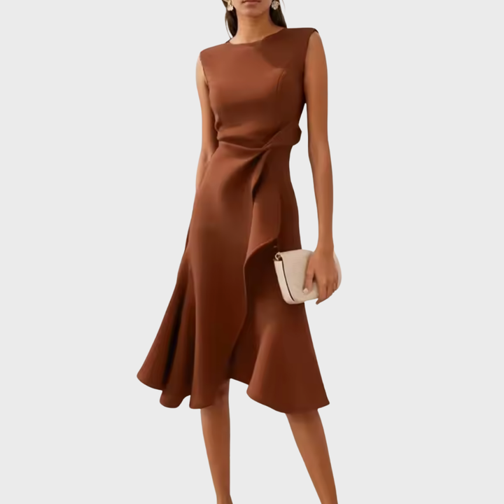 Sheila Draped Asymmetric Midi Dress
