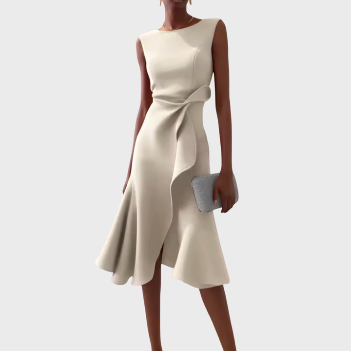 Sheila Draped Asymmetric Midi Dress