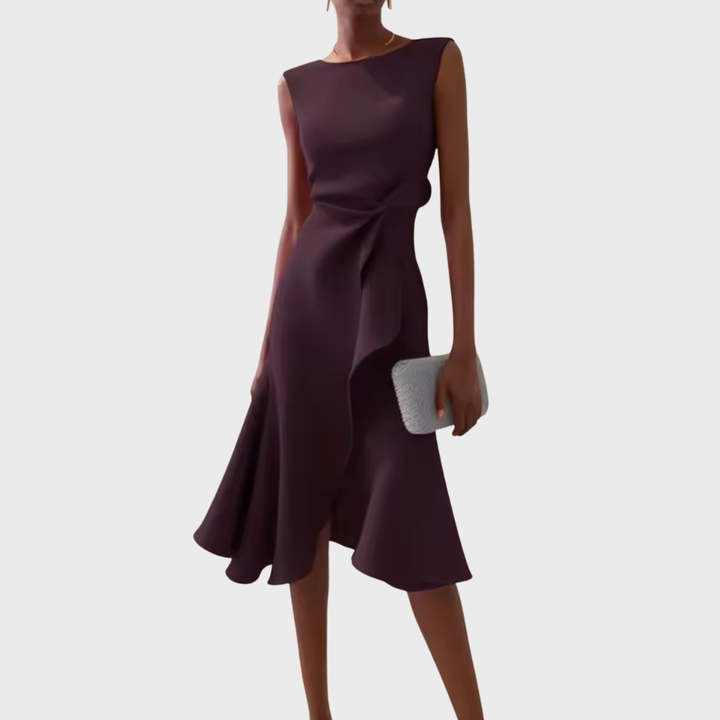 Sheila Draped Asymmetric Midi Dress