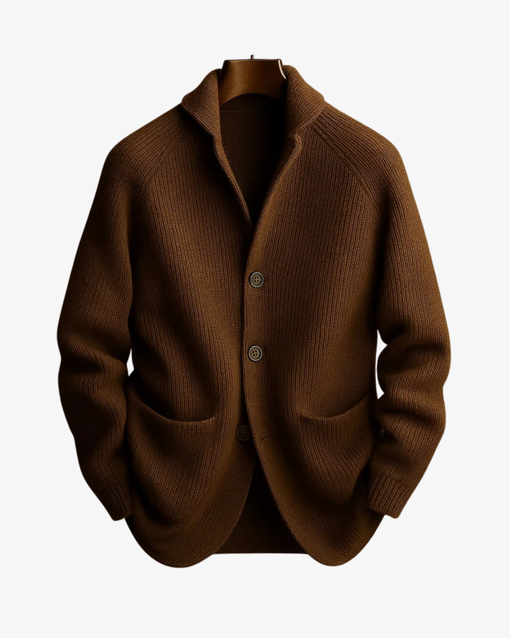 Elliot | Men's Knitted Cardigan Button Up Long Sleeve Structured