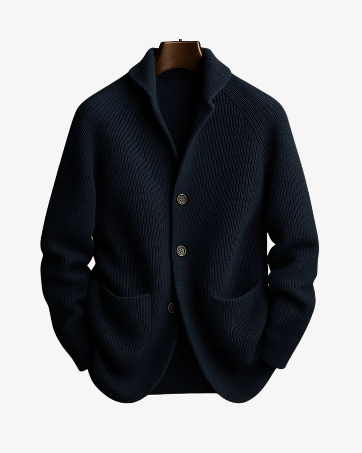 Elliot | Men's Knitted Cardigan Button Up Long Sleeve Structured