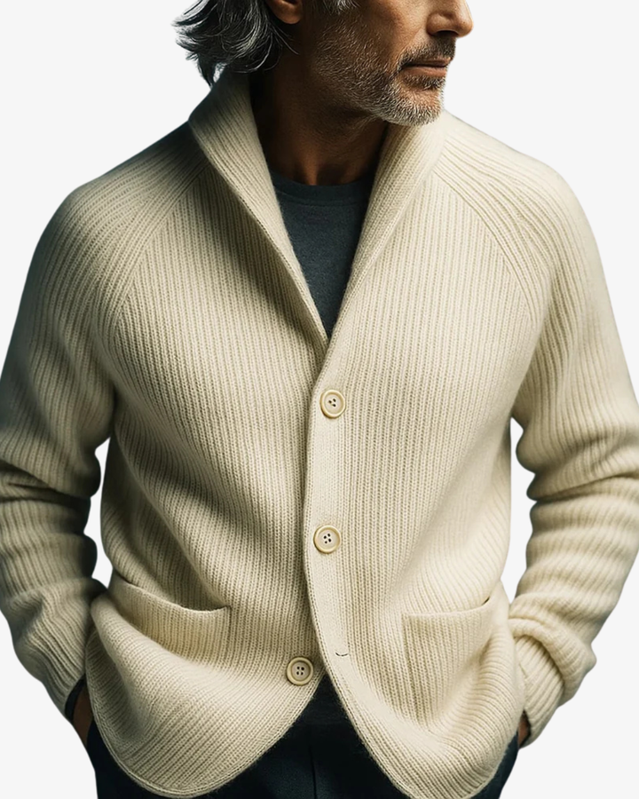 Elliot | Men's Knitted Cardigan Button Up Long Sleeve Structured