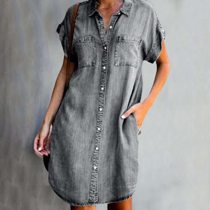 Flattering Denim Dress with Tummy Coverage