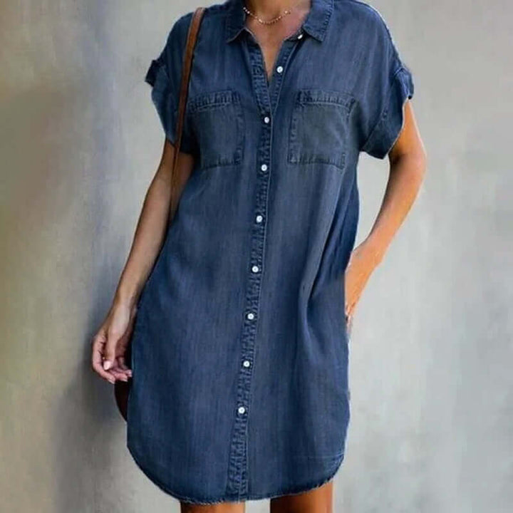 Flattering Denim Dress with Tummy Coverage