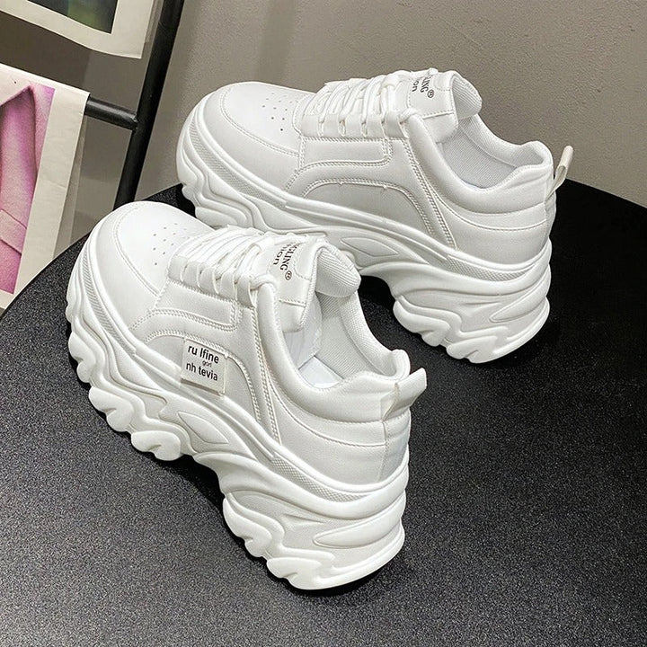 Harper | Women's Leather Chunky Platform Trainers Thick Sole