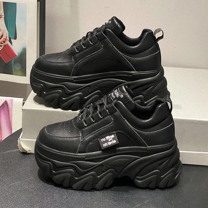 Harper | Women's Leather Chunky Platform Trainers Thick Sole