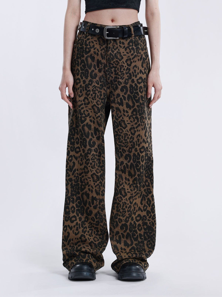 Virella Leopard Print Wide Leg Jeans