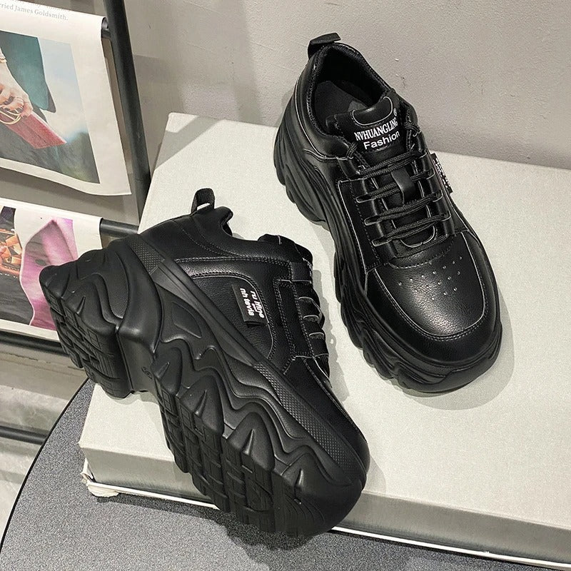 Harper | Women's Leather Chunky Platform Trainers Thick Sole