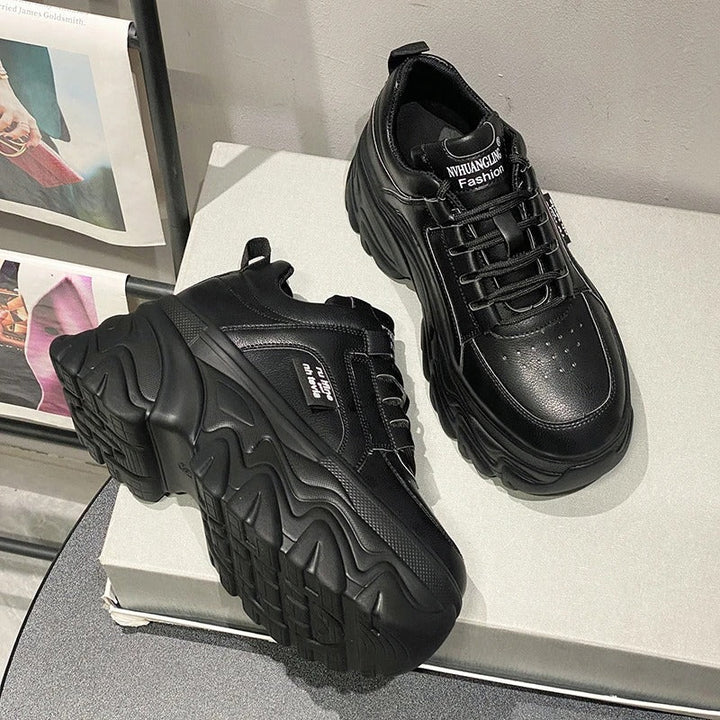 Harper | Women's Leather Chunky Platform Trainers Thick Sole