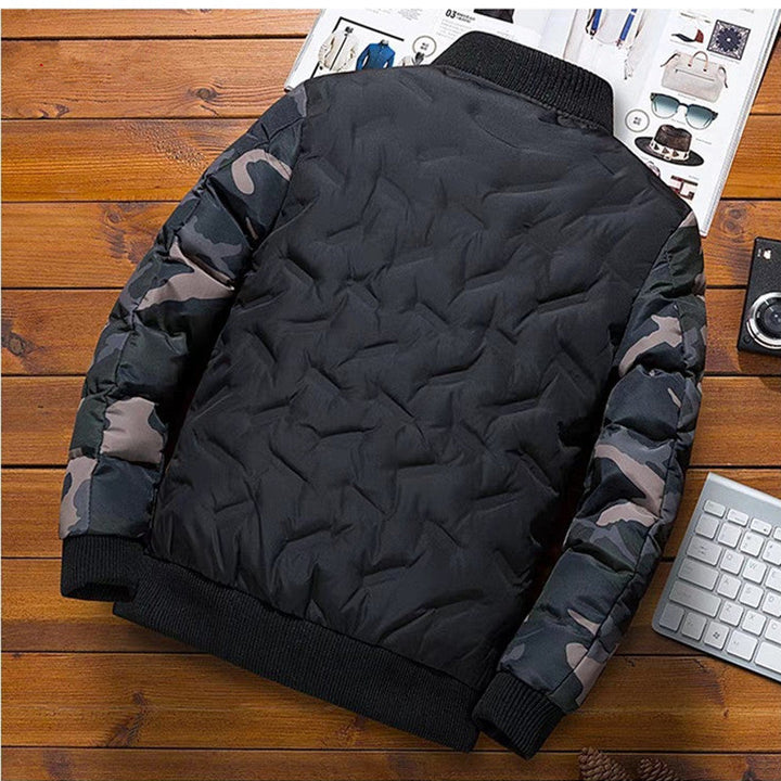 Ralph | Men's Padded Bomber Jacket Camouflage Sleeves Ribbed Cuffs