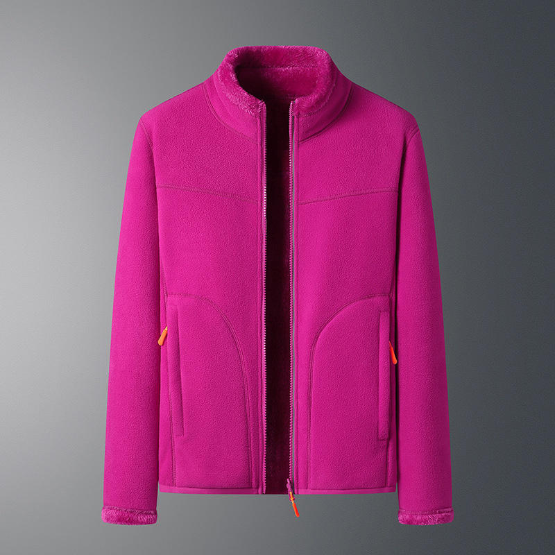 Women’s Zip-Up Fleece Jacket – Soft High Collar Layer for Casual Wear