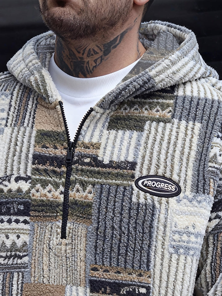 Desmond | Men's Half-Zip Textured Knit Jumper Plush Feel Zip Collar