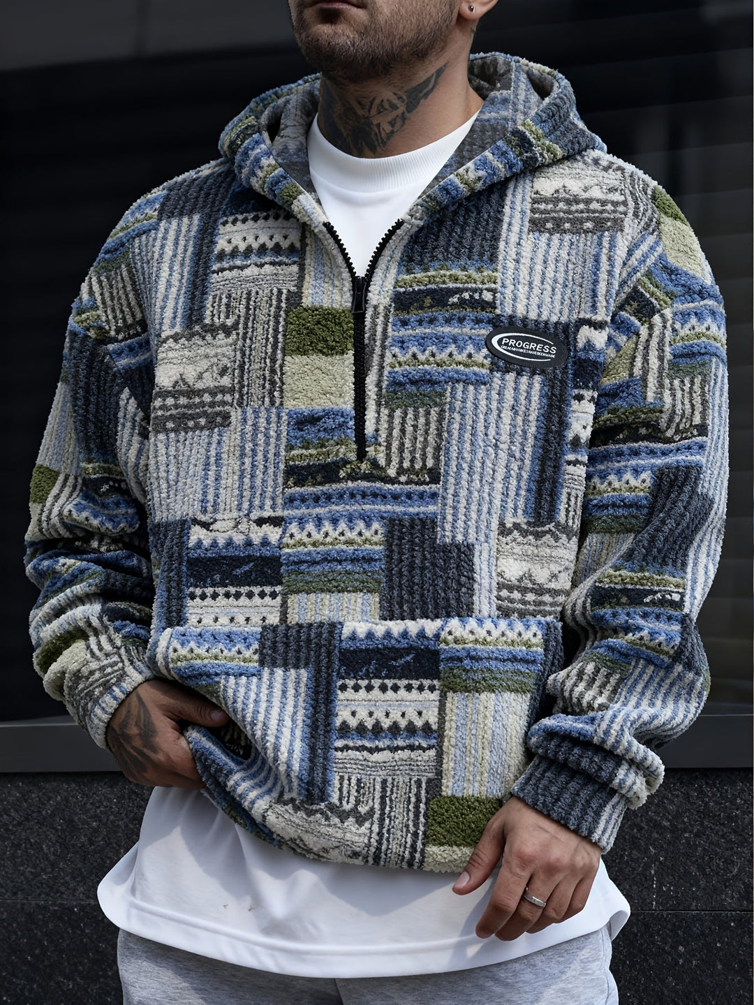 Desmond | Men's Half-Zip Textured Knit Jumper Plush Feel Zip Collar