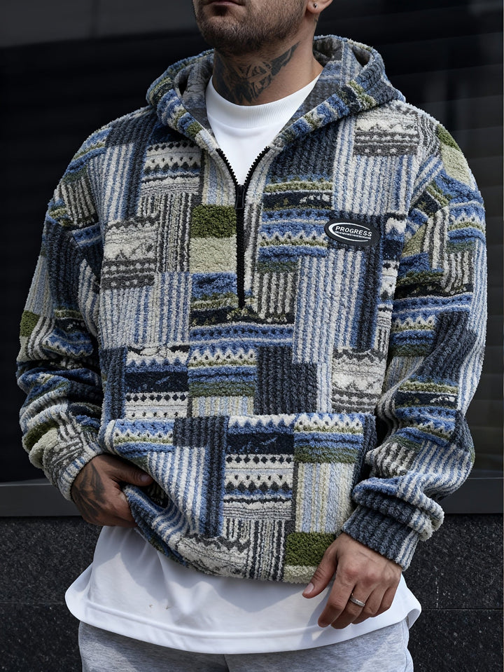 Desmond | Men's Half-Zip Textured Knit Jumper Plush Feel Zip Collar