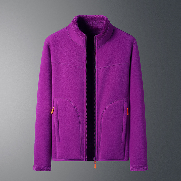 Women’s Zip-Up Fleece Jacket – Soft High Collar Layer for Casual Wear