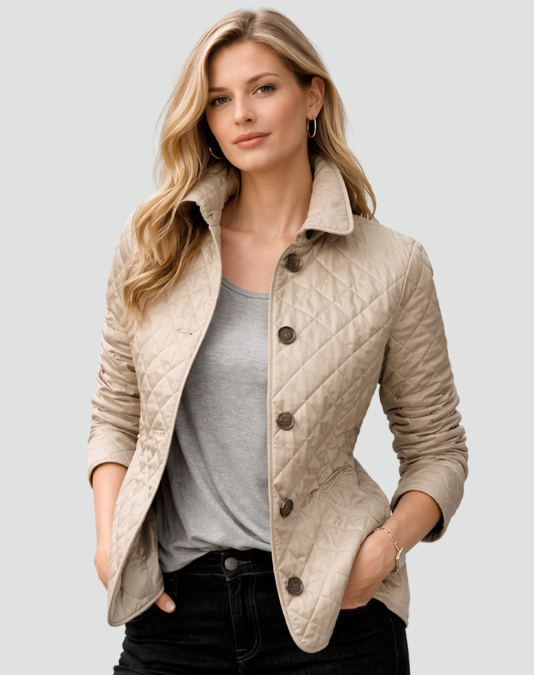 Violet | Women's Lightweight Quilted Jacket Button Front Collar