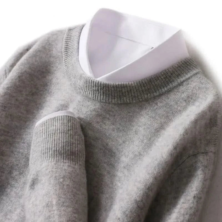 Elian | Men's Cashmere Fine Knit Jumper Ribbed Trims