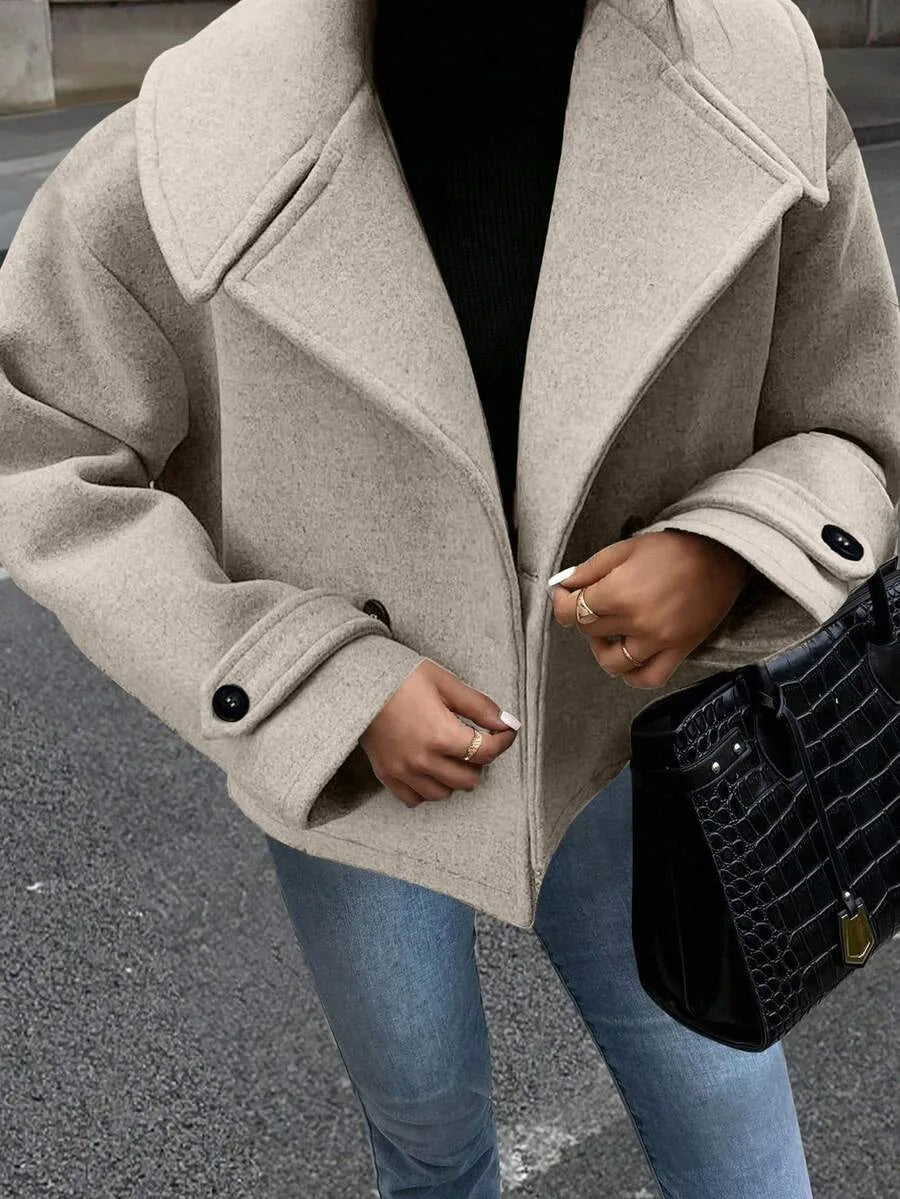 Adeline | Women's Oversized Double Breasted Coat Wide Lapel Longline