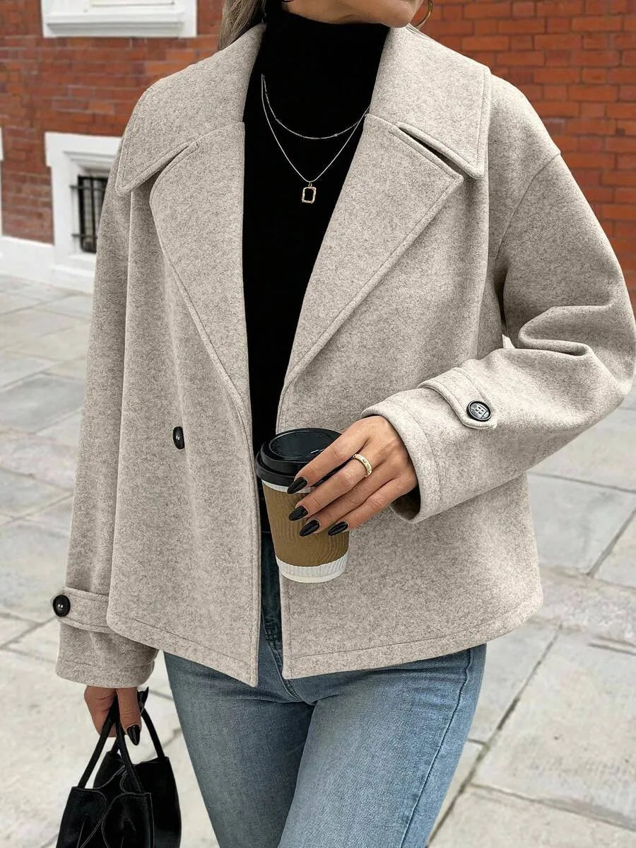 Adeline | Women's Oversized Double Breasted Coat Wide Lapel Longline