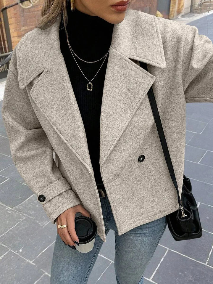 Adeline | Women's Oversized Double Breasted Coat Wide Lapel Longline