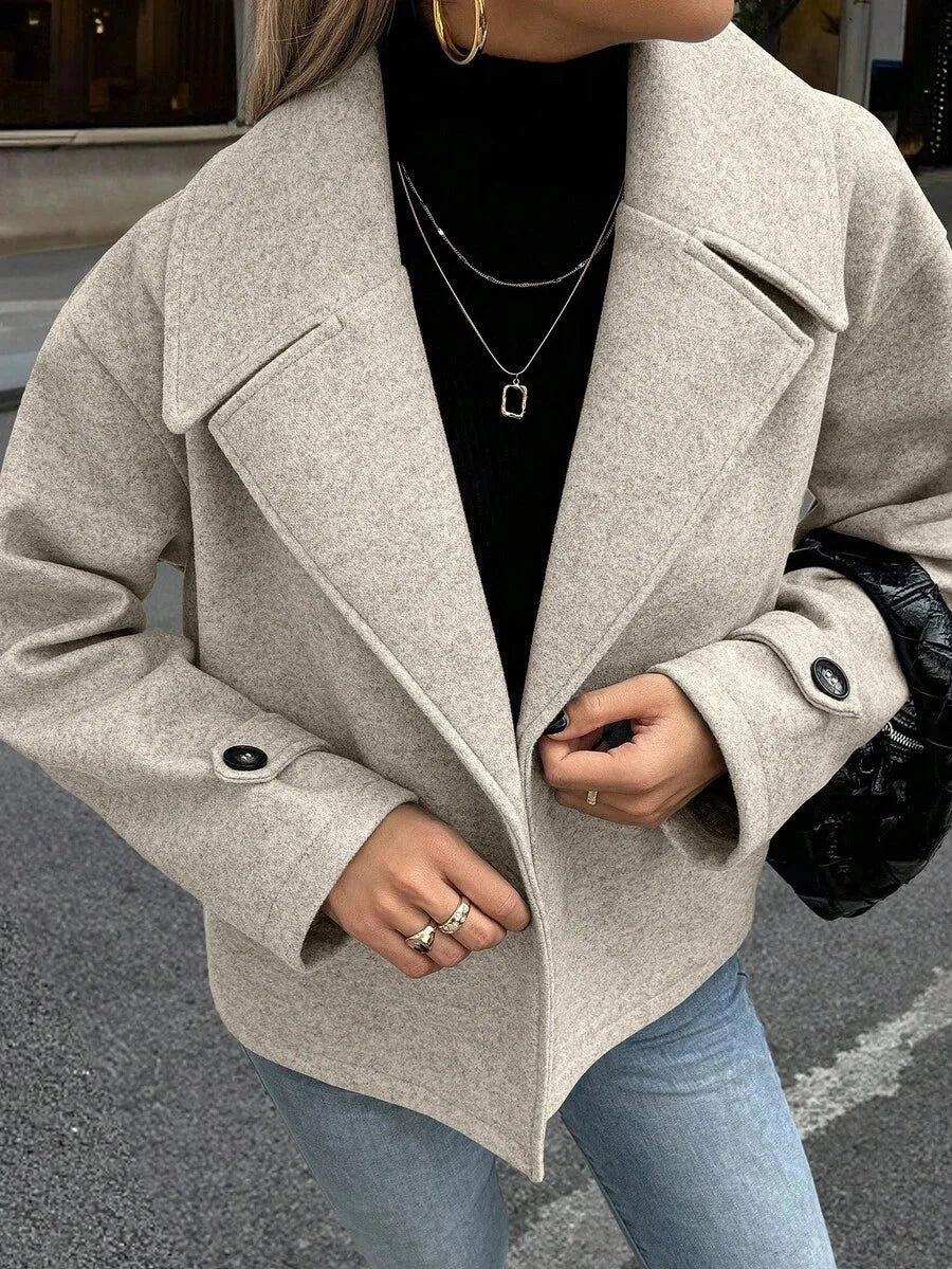 Adeline | Women's Oversized Double Breasted Coat Wide Lapel Longline