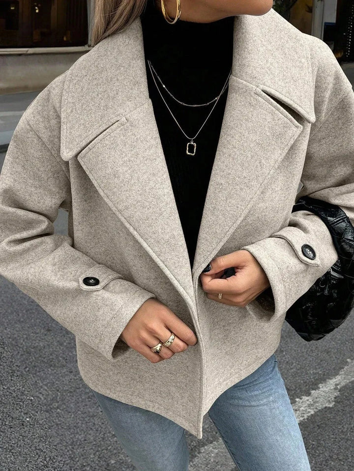 Adeline | Women's Oversized Double Breasted Coat Wide Lapel Longline