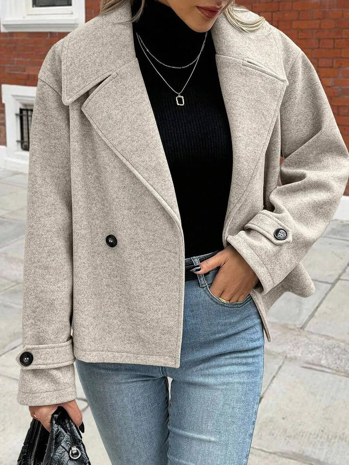 Adeline | Women's Oversized Double Breasted Coat Wide Lapel Longline