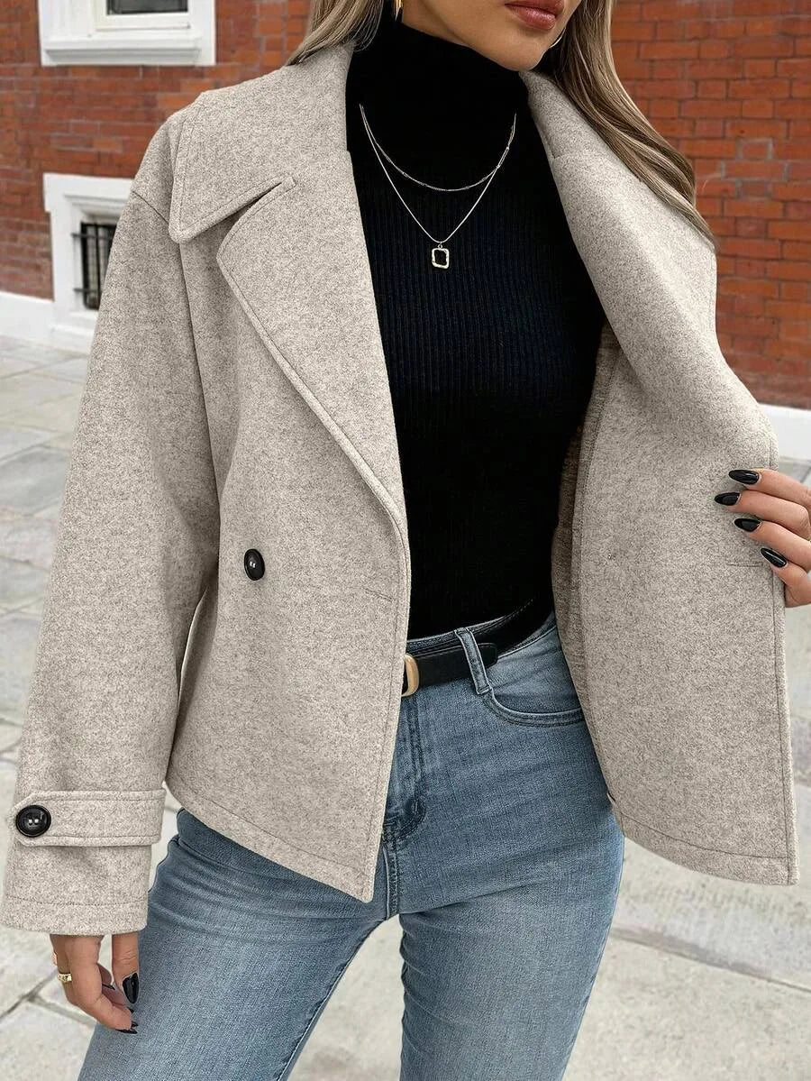 Adeline | Women's Oversized Double Breasted Coat Wide Lapel Longline