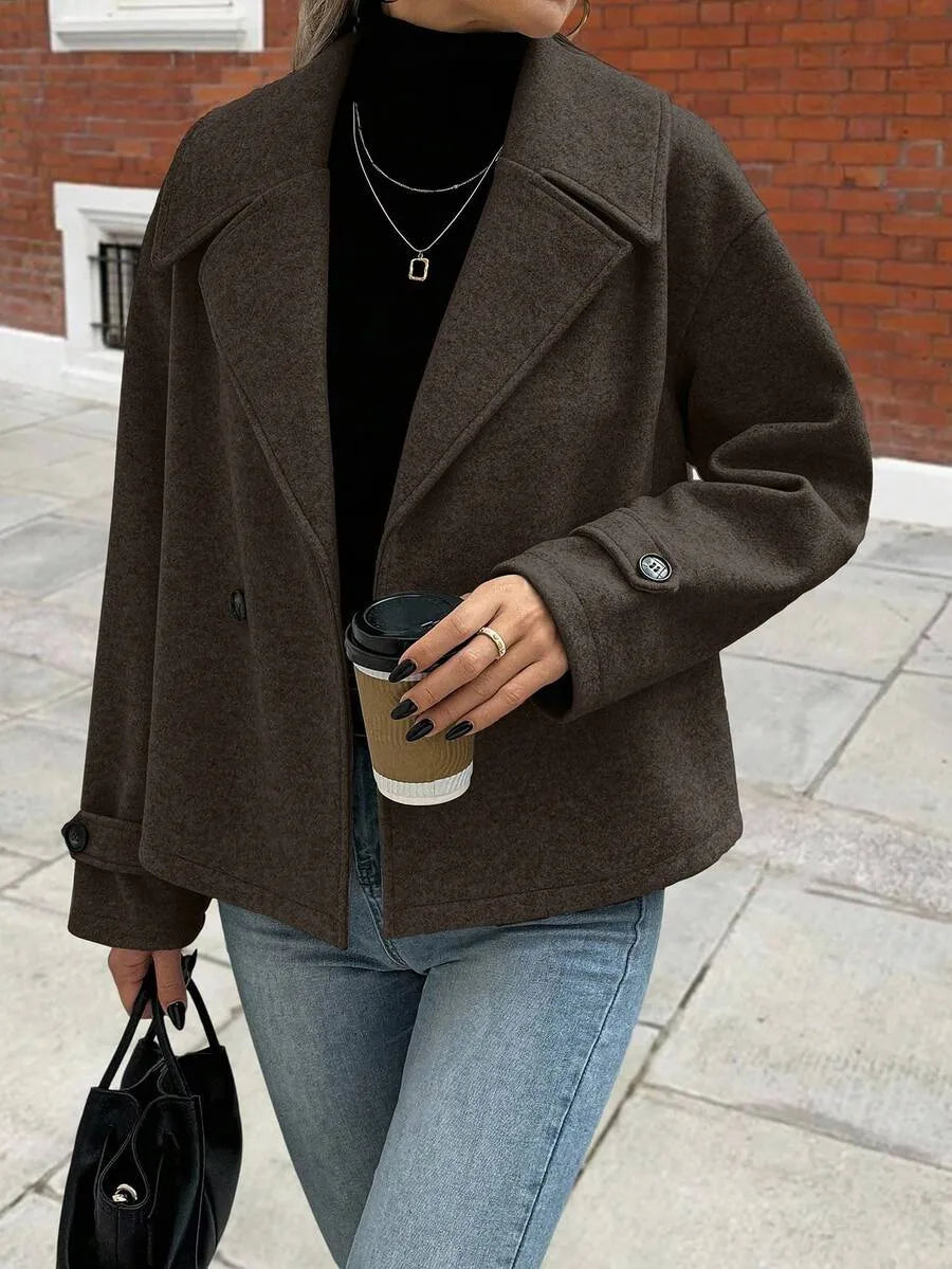 Adeline | Women's Oversized Double Breasted Coat Wide Lapel Longline