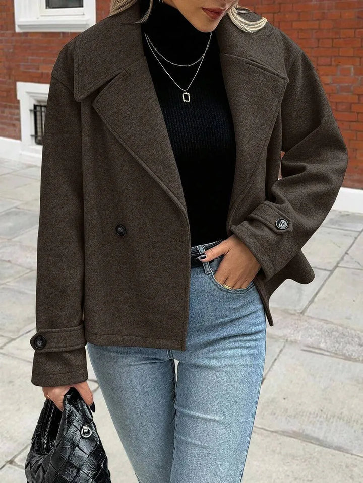 Adeline | Women's Oversized Double Breasted Coat Wide Lapel Longline