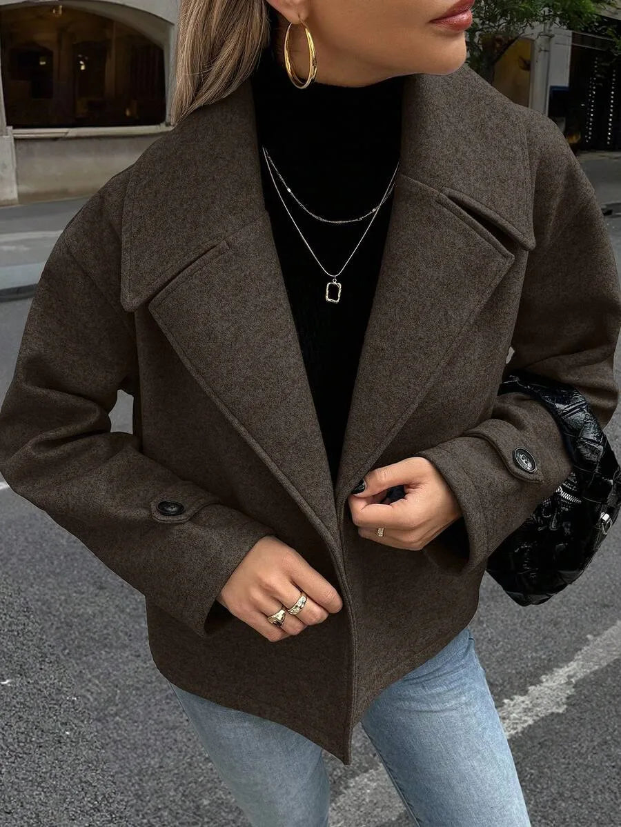Adeline | Women's Oversized Double Breasted Coat Wide Lapel Longline