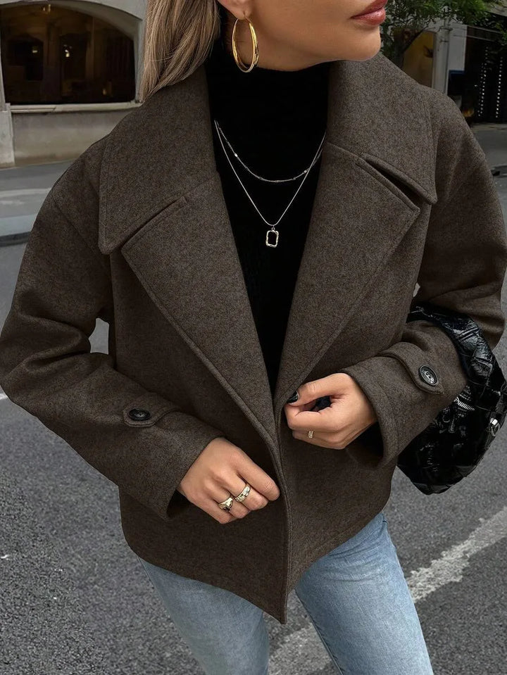 Adeline | Women's Oversized Double Breasted Coat Wide Lapel Longline
