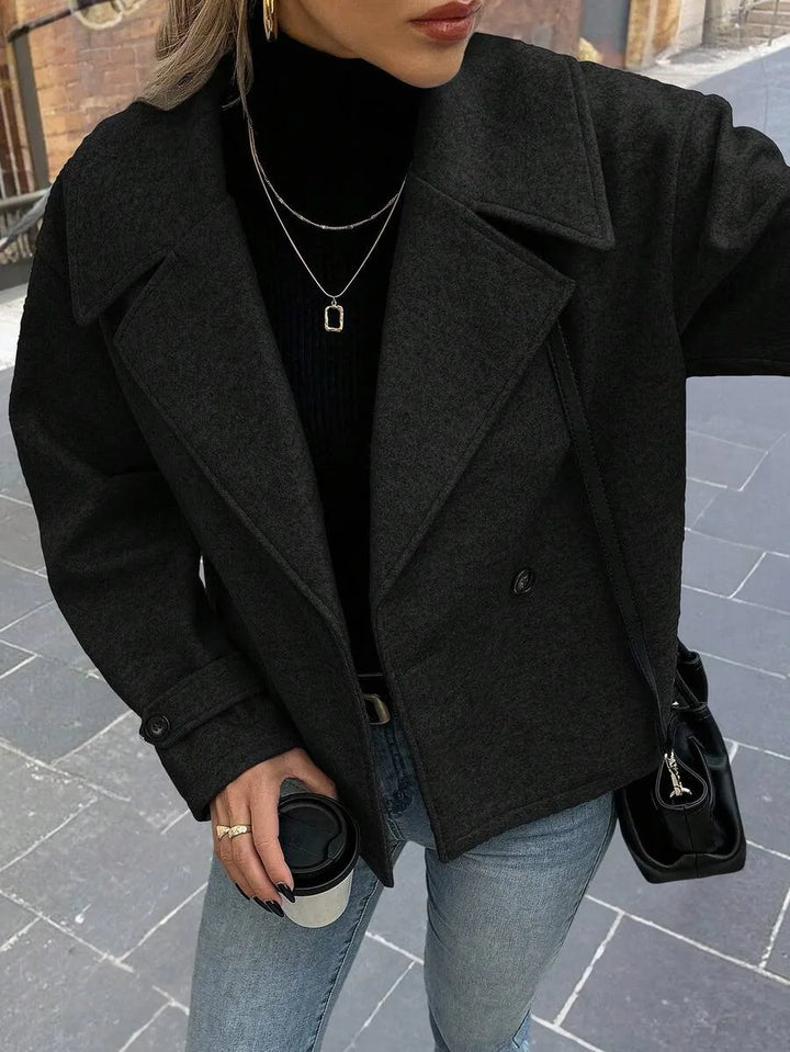 Adeline | Women's Oversized Double Breasted Coat Wide Lapel Longline