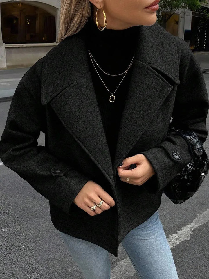 Adeline | Women's Oversized Double Breasted Coat Wide Lapel Longline